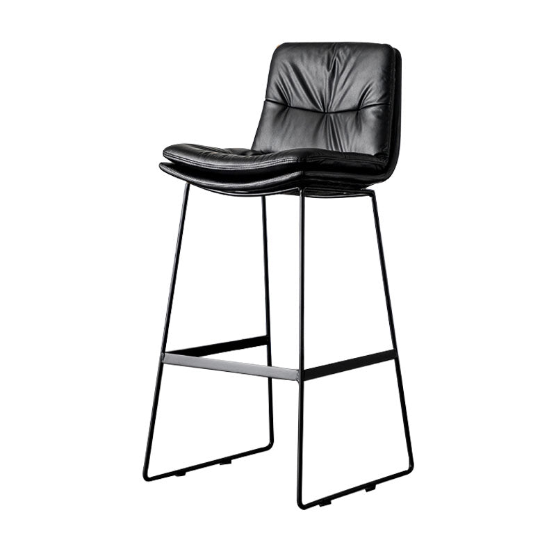 Nordic Iron Simple Barstool Indoor Tall Stool with Leather Seat Black 1 Piece Clearhalo 'Bar Furniture' 'Bar Stools' 'bar_stools' 'furn' 'furn_bar_stools' 'furniture_bar_stools' 'Kitchen & Dining Furniture' 'kitchen&dining_furn' 'kitchen' 'kitchen_furn' Furniture' 4611831