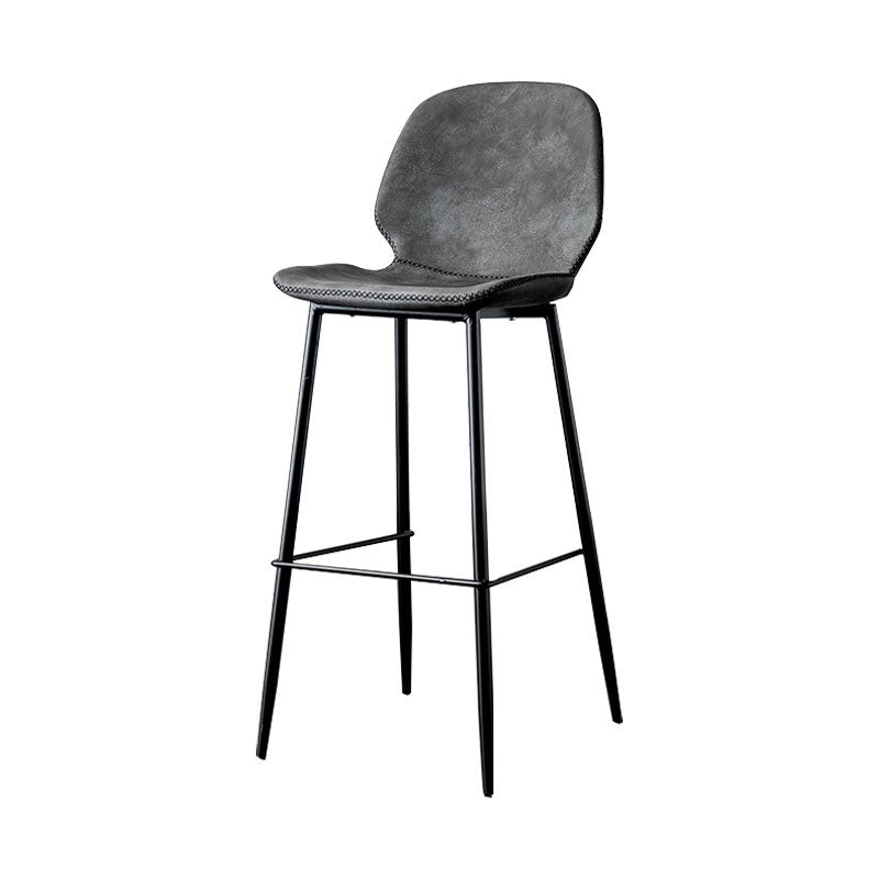 Nordic Iron Simple Barstool Indoor Tall Stool with Leather Seat Dark Gray-Black 1 Piece Clearhalo 'Bar Furniture' 'Bar Stools' 'bar_stools' 'furn' 'furn_bar_stools' 'furniture_bar_stools' 'Kitchen & Dining Furniture' 'kitchen&dining_furn' 'kitchen' 'kitchen_furn' Furniture' 4611834