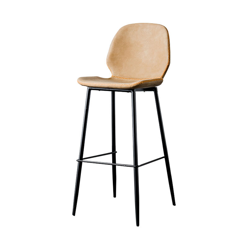 Nordic Iron Simple Barstool Indoor Tall Stool with Leather Seat Yellow-Brown 1 Piece Clearhalo 'Bar Furniture' 'Bar Stools' 'bar_stools' 'furn' 'furn_bar_stools' 'furniture_bar_stools' 'Kitchen & Dining Furniture' 'kitchen&dining_furn' 'kitchen' 'kitchen_furn' Furniture' 4611836