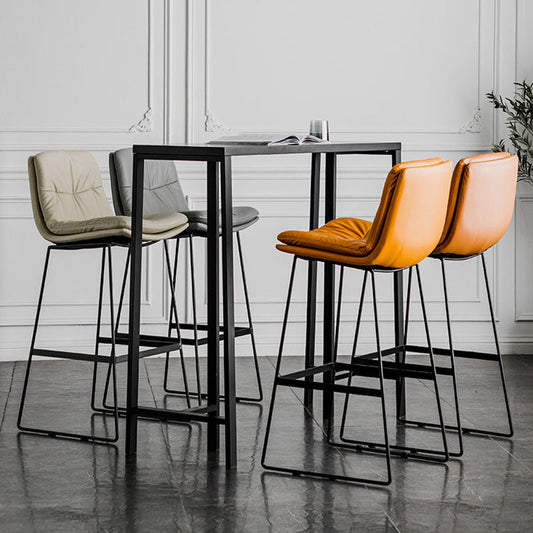 Nordic Iron Simple Barstool Indoor Tall Stool with Leather Seat Clearhalo 'Bar Furniture' 'Bar Stools' 'bar_stools' 'furn' 'furn_bar_stools' 'furniture_bar_stools' 'Kitchen & Dining Furniture' 'kitchen&dining_furn' 'kitchen' 'kitchen_furn' Furniture' 4611837