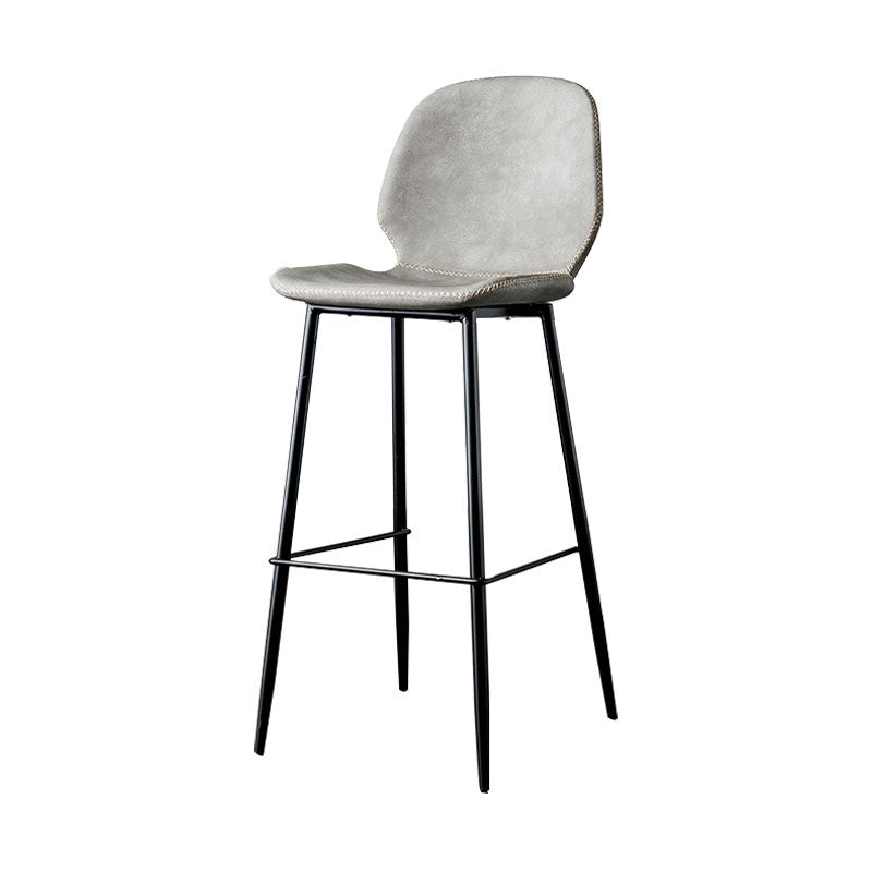 Nordic Iron Simple Barstool Indoor Tall Stool with Leather Seat Light Gray-White 1 Piece Clearhalo 'Bar Furniture' 'Bar Stools' 'bar_stools' 'furn' 'furn_bar_stools' 'furniture_bar_stools' 'Kitchen & Dining Furniture' 'kitchen&dining_furn' 'kitchen' 'kitchen_furn' Furniture' 4611838