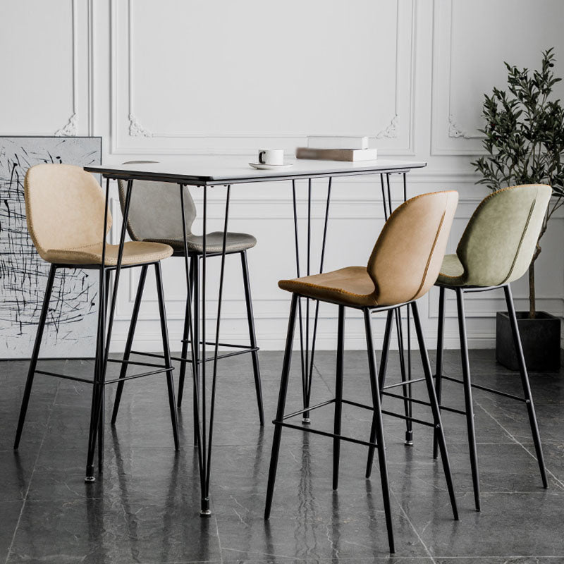Nordic Iron Simple Barstool Indoor Tall Stool with Leather Seat Clearhalo 'Bar Furniture' 'Bar Stools' 'bar_stools' 'furn' 'furn_bar_stools' 'furniture_bar_stools' 'Kitchen & Dining Furniture' 'kitchen&dining_furn' 'kitchen' 'kitchen_furn' Furniture' 4611839