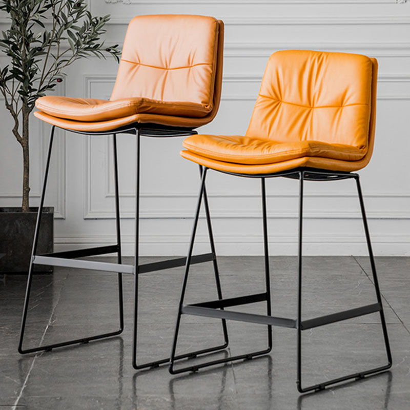 Nordic Iron Simple Barstool Indoor Tall Stool with Leather Seat Clearhalo 'Bar Furniture' 'Bar Stools' 'bar_stools' 'furn' 'furn_bar_stools' 'furniture_bar_stools' 'Kitchen & Dining Furniture' 'kitchen&dining_furn' 'kitchen' 'kitchen_furn' Furniture' 4611843