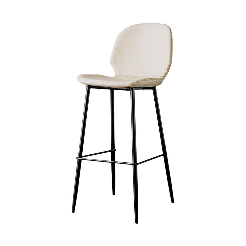 Nordic Iron Simple Barstool Indoor Tall Stool with Leather Seat Off-White 1 Piece Clearhalo 'Bar Furniture' 'Bar Stools' 'bar_stools' 'furn' 'furn_bar_stools' 'furniture_bar_stools' 'Kitchen & Dining Furniture' 'kitchen&dining_furn' 'kitchen' 'kitchen_furn' Furniture' 4611844