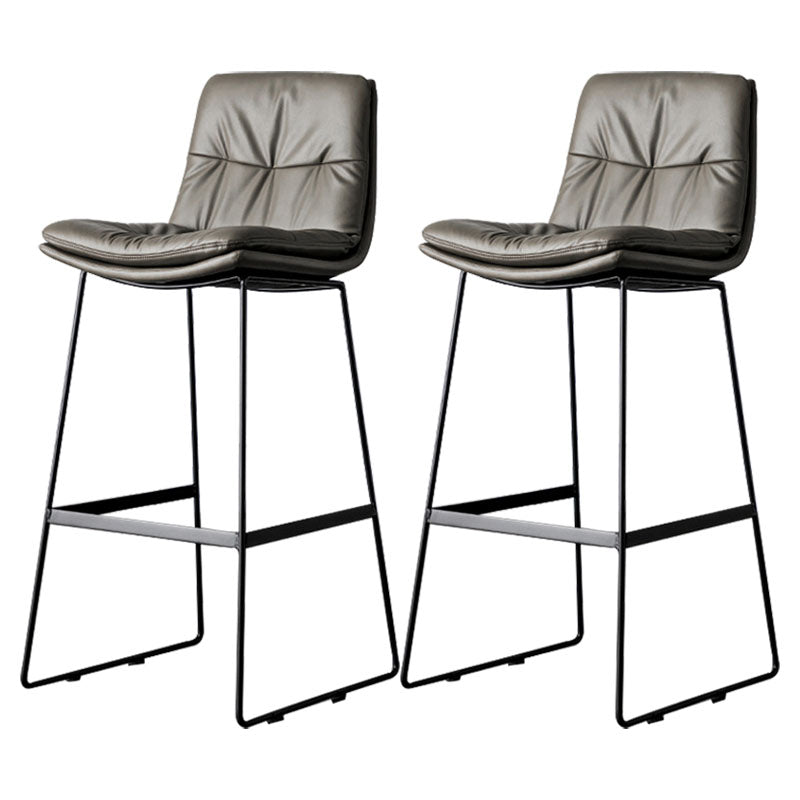 Nordic Iron Simple Barstool Indoor Tall Stool with Leather Seat Dark Gray 2 Piece Set Clearhalo 'Bar Furniture' 'Bar Stools' 'bar_stools' 'furn' 'furn_bar_stools' 'furniture_bar_stools' 'Kitchen & Dining Furniture' 'kitchen&dining_furn' 'kitchen' 'kitchen_furn' Furniture' 4611846