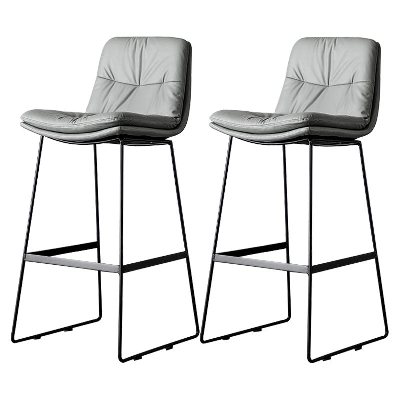 Nordic Iron Simple Barstool Indoor Tall Stool with Leather Seat Light Gray 2 Piece Set Clearhalo 'Bar Furniture' 'Bar Stools' 'bar_stools' 'furn' 'furn_bar_stools' 'furniture_bar_stools' 'Kitchen & Dining Furniture' 'kitchen&dining_furn' 'kitchen' 'kitchen_furn' Furniture' 4611847