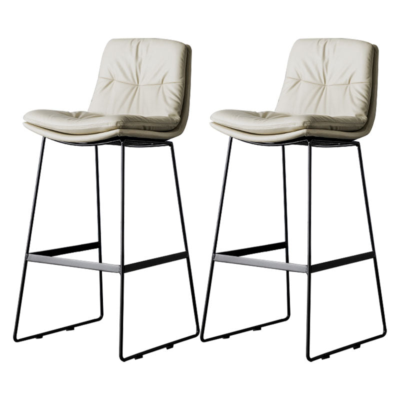Nordic Iron Simple Barstool Indoor Tall Stool with Leather Seat Beige 2 Piece Set Clearhalo 'Bar Furniture' 'Bar Stools' 'bar_stools' 'furn' 'furn_bar_stools' 'furniture_bar_stools' 'Kitchen & Dining Furniture' 'kitchen&dining_furn' 'kitchen' 'kitchen_furn' Furniture' 4611848