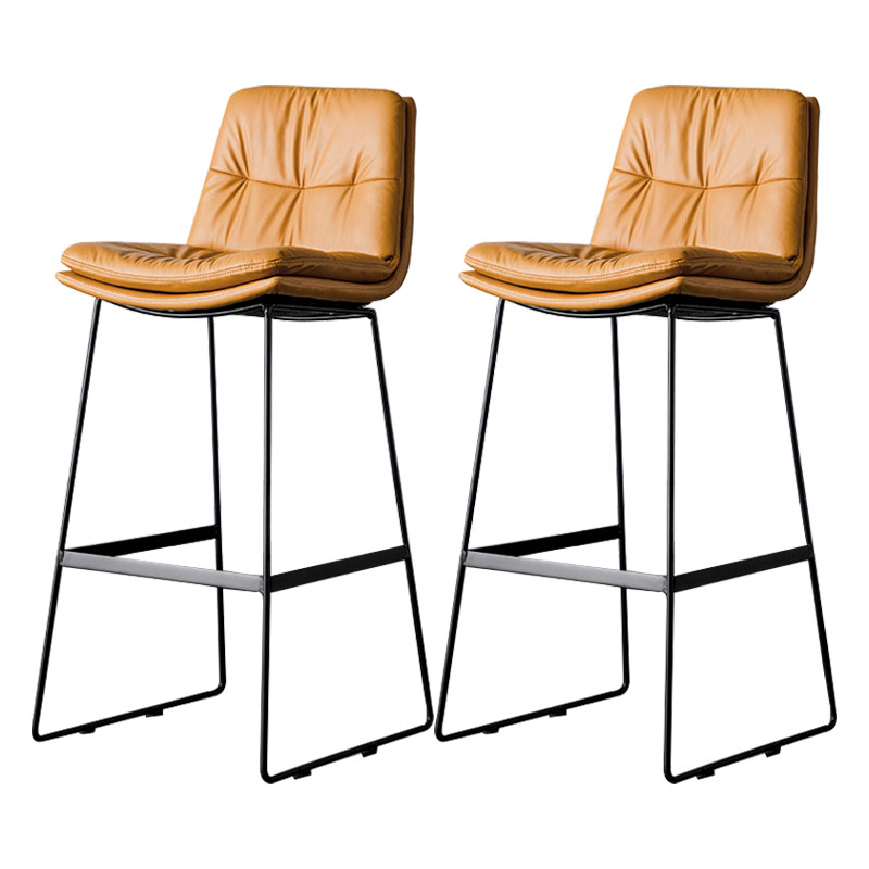 Nordic Iron Simple Barstool Indoor Tall Stool with Leather Seat Orange 2 Piece Set Clearhalo 'Bar Furniture' 'Bar Stools' 'bar_stools' 'furn' 'furn_bar_stools' 'furniture_bar_stools' 'Kitchen & Dining Furniture' 'kitchen&dining_furn' 'kitchen' 'kitchen_furn' Furniture' 4611850