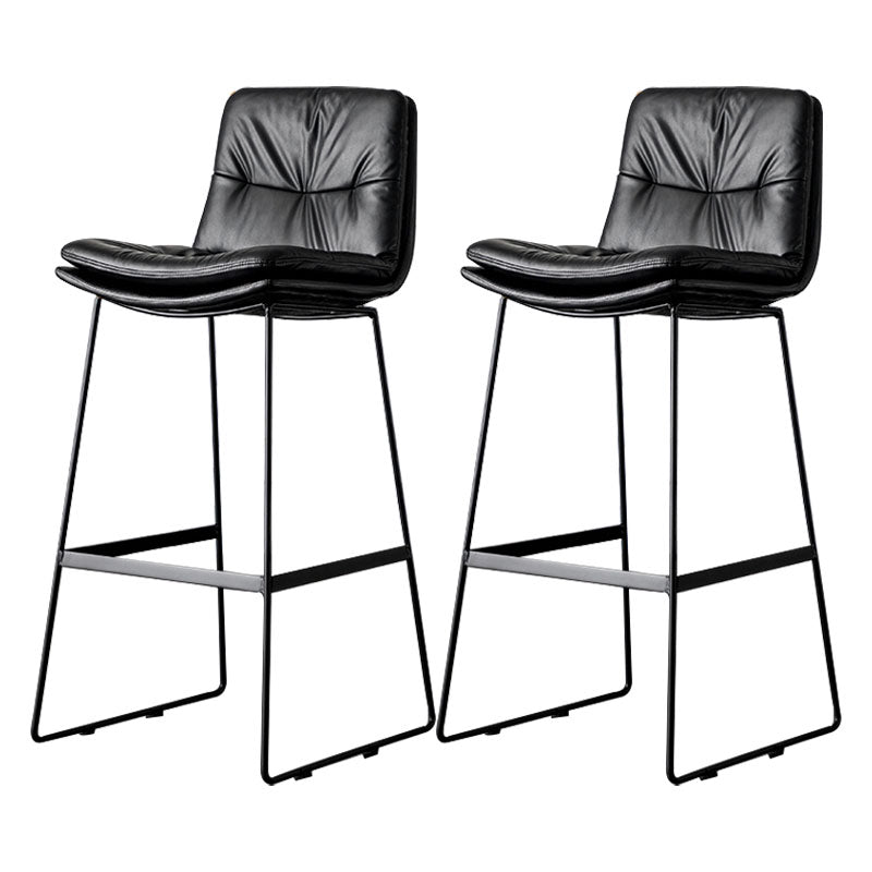 Nordic Iron Simple Barstool Indoor Tall Stool with Leather Seat Black 2 Piece Set Clearhalo 'Bar Furniture' 'Bar Stools' 'bar_stools' 'furn' 'furn_bar_stools' 'furniture_bar_stools' 'Kitchen & Dining Furniture' 'kitchen&dining_furn' 'kitchen' 'kitchen_furn' Furniture' 4611851