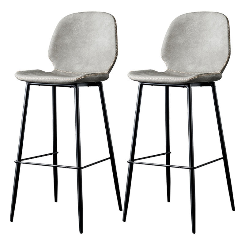 Nordic Iron Simple Barstool Indoor Tall Stool with Leather Seat Light Gray-White 2 Piece Set Clearhalo 'Bar Furniture' 'Bar Stools' 'bar_stools' 'furn' 'furn_bar_stools' 'furniture_bar_stools' 'Kitchen & Dining Furniture' 'kitchen&dining_furn' 'kitchen' 'kitchen_furn' Furniture' 4611854