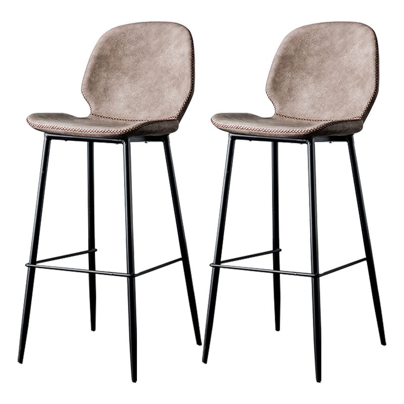 Nordic Iron Simple Barstool Indoor Tall Stool with Leather Seat Dark Brown 2 Piece Set Clearhalo 'Bar Furniture' 'Bar Stools' 'bar_stools' 'furn' 'furn_bar_stools' 'furniture_bar_stools' 'Kitchen & Dining Furniture' 'kitchen&dining_furn' 'kitchen' 'kitchen_furn' Furniture' 4611855