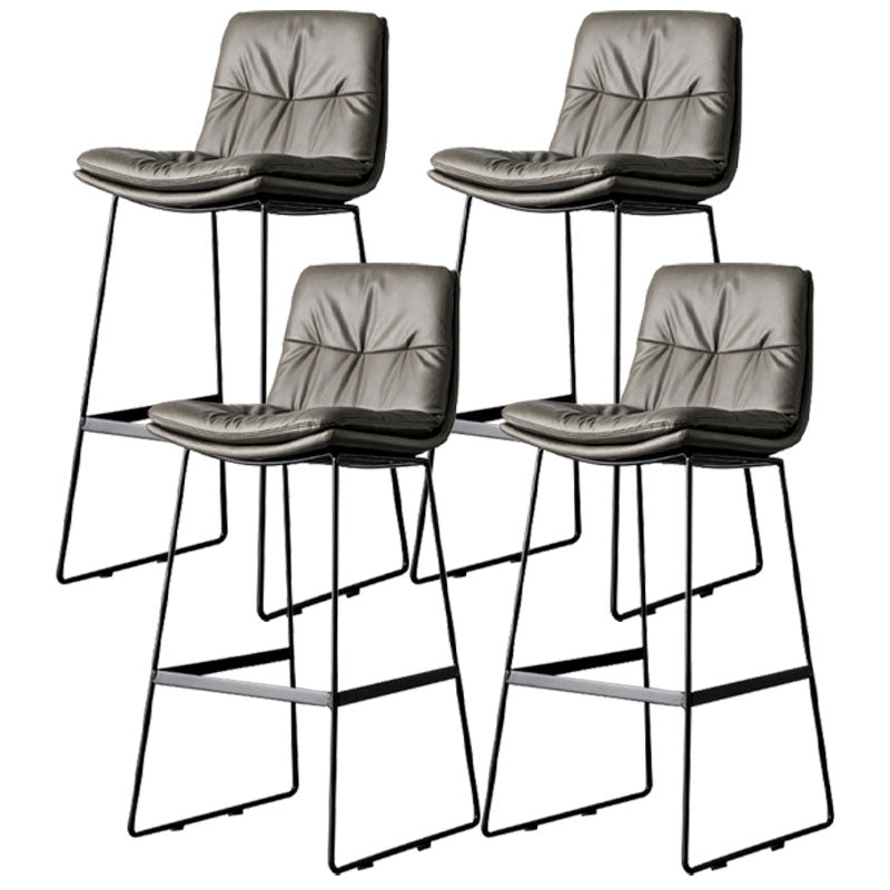 Nordic Iron Simple Barstool Indoor Tall Stool with Leather Seat Dark Gray 4 Piece Set Clearhalo 'Bar Furniture' 'Bar Stools' 'bar_stools' 'furn' 'furn_bar_stools' 'furniture_bar_stools' 'Kitchen & Dining Furniture' 'kitchen&dining_furn' 'kitchen' 'kitchen_furn' Furniture' 4611858