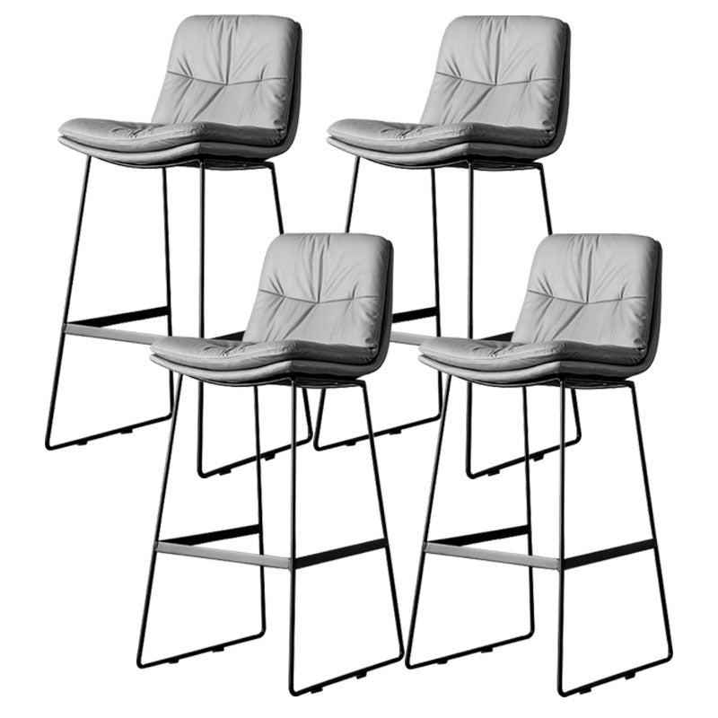 Nordic Iron Simple Barstool Indoor Tall Stool with Leather Seat Light Gray 4 Piece Set Clearhalo 'Bar Furniture' 'Bar Stools' 'bar_stools' 'furn' 'furn_bar_stools' 'furniture_bar_stools' 'Kitchen & Dining Furniture' 'kitchen&dining_furn' 'kitchen' 'kitchen_furn' Furniture' 4611859