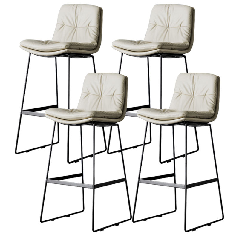 Nordic Iron Simple Barstool Indoor Tall Stool with Leather Seat Beige 4 Piece Set Clearhalo 'Bar Furniture' 'Bar Stools' 'bar_stools' 'furn' 'furn_bar_stools' 'furniture_bar_stools' 'Kitchen & Dining Furniture' 'kitchen&dining_furn' 'kitchen' 'kitchen_furn' Furniture' 4611860
