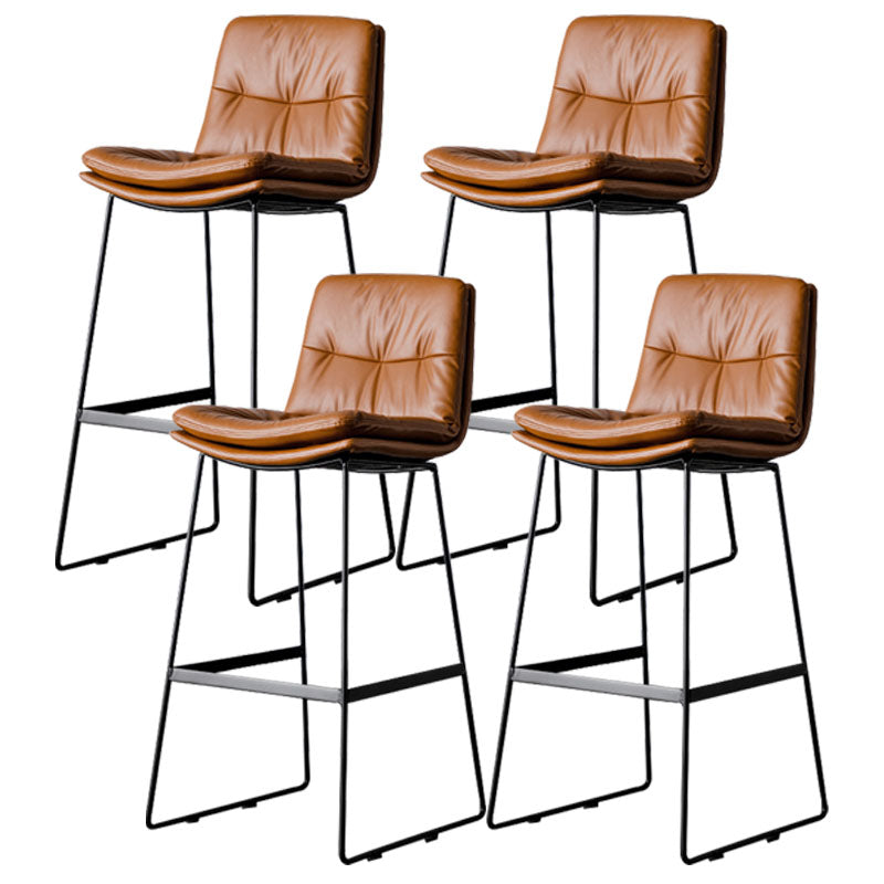 Nordic Iron Simple Barstool Indoor Tall Stool with Leather Seat Brown 4 Piece Set Clearhalo 'Bar Furniture' 'Bar Stools' 'bar_stools' 'furn' 'furn_bar_stools' 'furniture_bar_stools' 'Kitchen & Dining Furniture' 'kitchen&dining_furn' 'kitchen' 'kitchen_furn' Furniture' 4611861