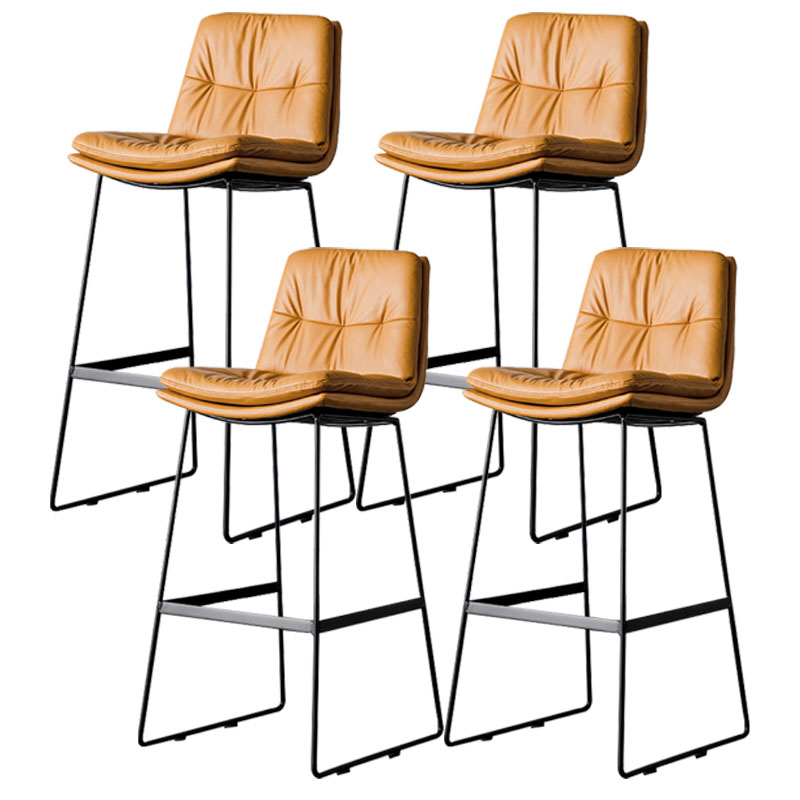 Nordic Iron Simple Barstool Indoor Tall Stool with Leather Seat Orange 4 Piece Set Clearhalo 'Bar Furniture' 'Bar Stools' 'bar_stools' 'furn' 'furn_bar_stools' 'furniture_bar_stools' 'Kitchen & Dining Furniture' 'kitchen&dining_furn' 'kitchen' 'kitchen_furn' Furniture' 4611862