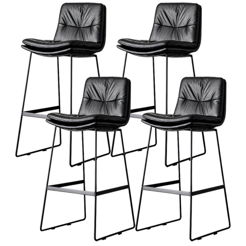 Nordic Iron Simple Barstool Indoor Tall Stool with Leather Seat Black 4 Piece Set Clearhalo 'Bar Furniture' 'Bar Stools' 'bar_stools' 'furn' 'furn_bar_stools' 'furniture_bar_stools' 'Kitchen & Dining Furniture' 'kitchen&dining_furn' 'kitchen' 'kitchen_furn' Furniture' 4611863