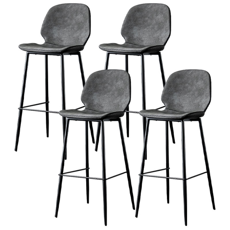 Nordic Iron Simple Barstool Indoor Tall Stool with Leather Seat Dark Gray-Black 4 Piece Set Clearhalo 'Bar Furniture' 'Bar Stools' 'bar_stools' 'furn' 'furn_bar_stools' 'furniture_bar_stools' 'Kitchen & Dining Furniture' 'kitchen&dining_furn' 'kitchen' 'kitchen_furn' Furniture' 4611864