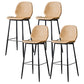 Nordic Iron Simple Barstool Indoor Tall Stool with Leather Seat Yellow-Brown 4 Piece Set Clearhalo 'Bar Furniture' 'Bar Stools' 'bar_stools' 'furn' 'furn_bar_stools' 'furniture_bar_stools' 'Kitchen & Dining Furniture' 'kitchen&dining_furn' 'kitchen' 'kitchen_furn' Furniture' 4611865