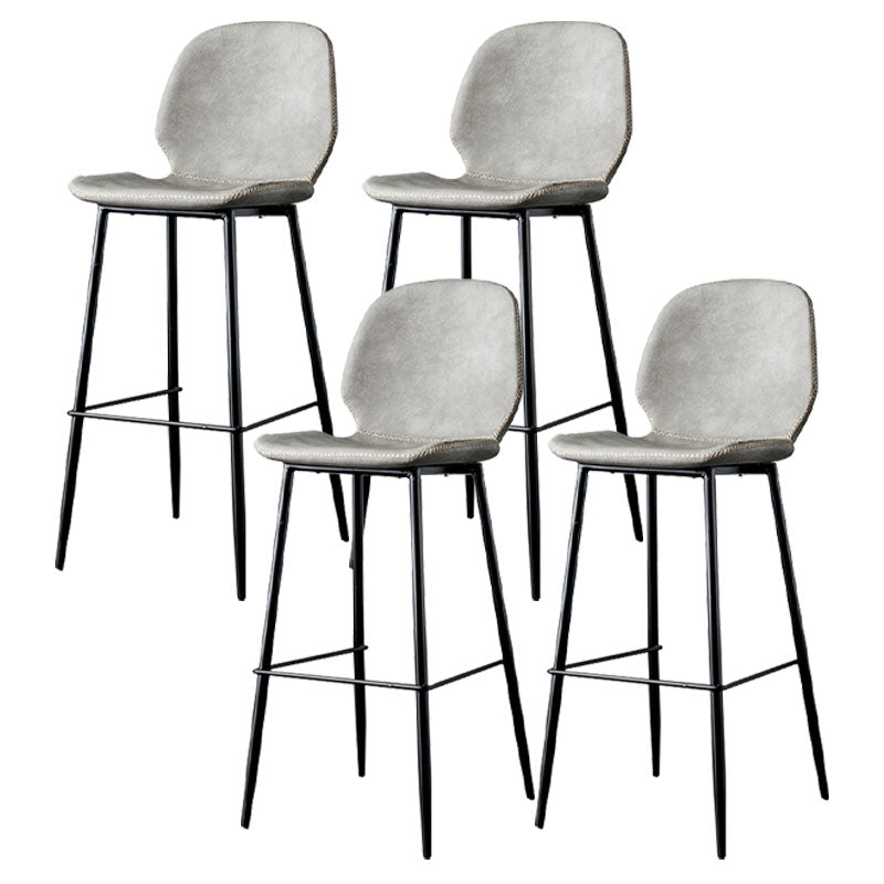 Nordic Iron Simple Barstool Indoor Tall Stool with Leather Seat Light Gray-White 4 Piece Set Clearhalo 'Bar Furniture' 'Bar Stools' 'bar_stools' 'furn' 'furn_bar_stools' 'furniture_bar_stools' 'Kitchen & Dining Furniture' 'kitchen&dining_furn' 'kitchen' 'kitchen_furn' Furniture' 4611866