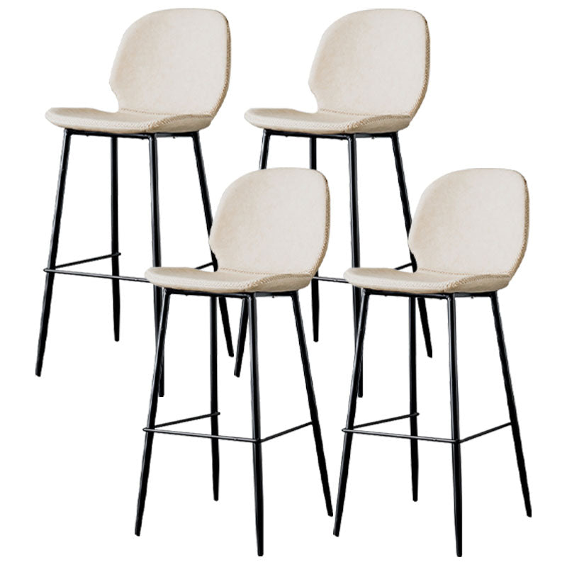 Nordic Iron Simple Barstool Indoor Tall Stool with Leather Seat Off-White 4 Piece Set Clearhalo 'Bar Furniture' 'Bar Stools' 'bar_stools' 'furn' 'furn_bar_stools' 'furniture_bar_stools' 'Kitchen & Dining Furniture' 'kitchen&dining_furn' 'kitchen' 'kitchen_furn' Furniture' 4611869