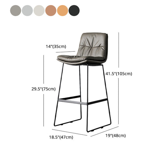 Nordic Iron Simple Barstool Indoor Tall Stool with Leather Seat Clearhalo 'Bar Furniture' 'Bar Stools' 'bar_stools' 'furn' 'furn_bar_stools' 'furniture_bar_stools' 'Kitchen & Dining Furniture' 'kitchen&dining_furn' 'kitchen' 'kitchen_furn' Furniture' 4611870