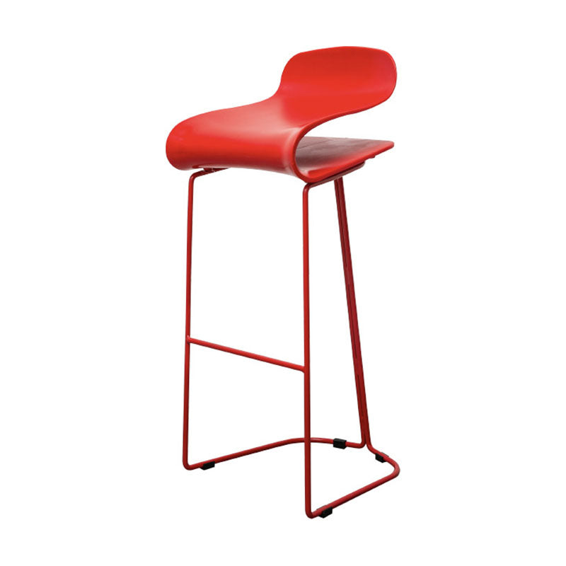 Nordic Stainless Steel Barstool Simple Indoor Tall Stool with Plastic Seat Red 1 Piece Bar Stool(30"H) Clearhalo 'Bar Furniture' 'Bar Stools' 'bar_stools' 'furn' 'furn_bar_stools' 'furniture_bar_stools' 'Kitchen & Dining Furniture' 'kitchen&dining_furn' 'kitchen' 'kitchen_furn' Furniture' 4611897