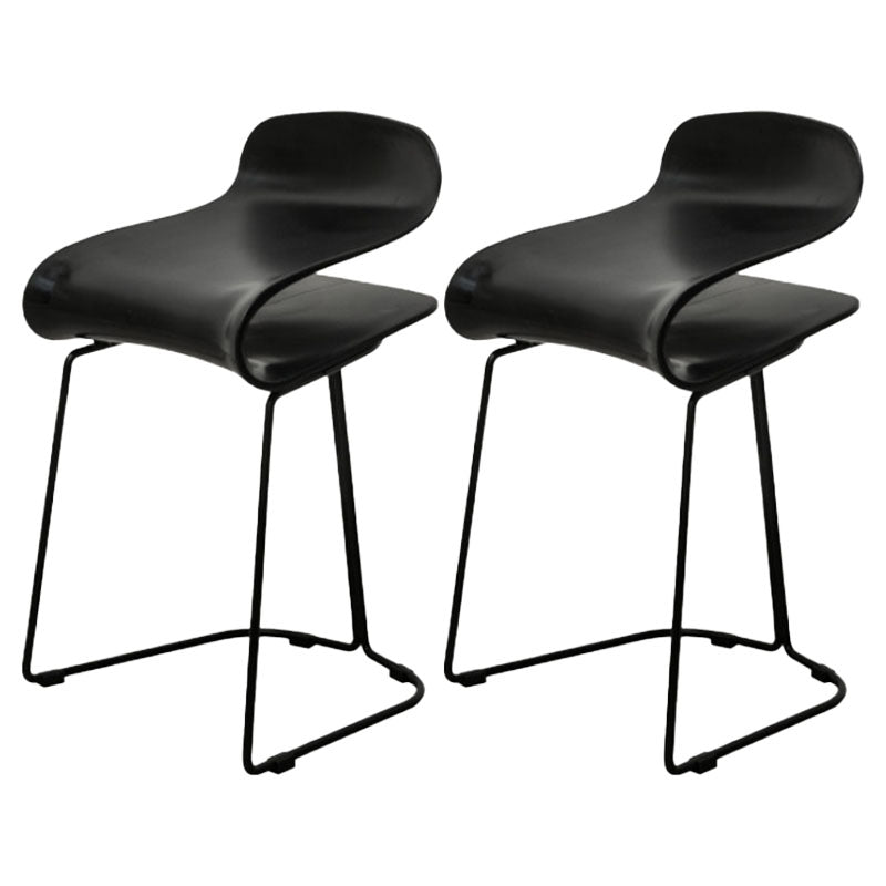 Nordic Stainless Steel Barstool Simple Indoor Tall Stool with Plastic Seat Black 2 Piece Set Short Stool(20"H) Clearhalo 'Bar Furniture' 'Bar Stools' 'bar_stools' 'furn' 'furn_bar_stools' 'furniture_bar_stools' 'Kitchen & Dining Furniture' 'kitchen&dining_furn' 'kitchen' 'kitchen_furn' Furniture' 4611901
