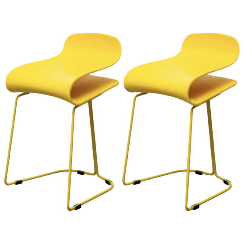 Nordic Stainless Steel Barstool Simple Indoor Tall Stool with Plastic Seat Yellow 2 Piece Set Short Stool(20"H) Clearhalo 'Bar Furniture' 'Bar Stools' 'bar_stools' 'furn' 'furn_bar_stools' 'furniture_bar_stools' 'Kitchen & Dining Furniture' 'kitchen&dining_furn' 'kitchen' 'kitchen_furn' Furniture' 4611903