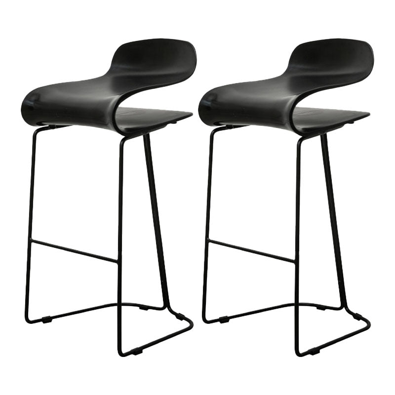 Nordic Stainless Steel Barstool Simple Indoor Tall Stool with Plastic Seat Black 2 Piece Set Counter Stool(26"H) Clearhalo 'Bar Furniture' 'Bar Stools' 'bar_stools' 'furn' 'furn_bar_stools' 'furniture_bar_stools' 'Kitchen & Dining Furniture' 'kitchen&dining_furn' 'kitchen' 'kitchen_furn' Furniture' 4611906