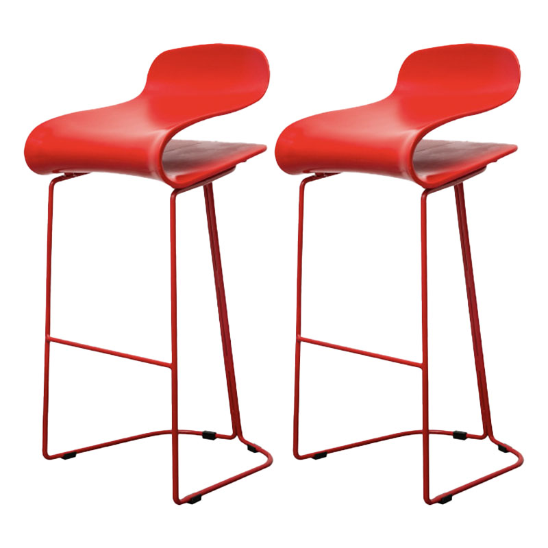 Nordic Stainless Steel Barstool Simple Indoor Tall Stool with Plastic Seat Red 2 Piece Set Counter Stool(26"H) Clearhalo 'Bar Furniture' 'Bar Stools' 'bar_stools' 'furn' 'furn_bar_stools' 'furniture_bar_stools' 'Kitchen & Dining Furniture' 'kitchen&dining_furn' 'kitchen' 'kitchen_furn' Furniture' 4611907