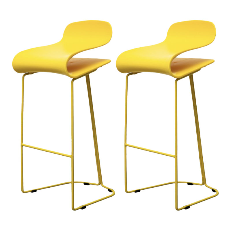 Nordic Stainless Steel Barstool Simple Indoor Tall Stool with Plastic Seat Yellow 2 Piece Set Counter Stool(26"H) Clearhalo 'Bar Furniture' 'Bar Stools' 'bar_stools' 'furn' 'furn_bar_stools' 'furniture_bar_stools' 'Kitchen & Dining Furniture' 'kitchen&dining_furn' 'kitchen' 'kitchen_furn' Furniture' 4611908