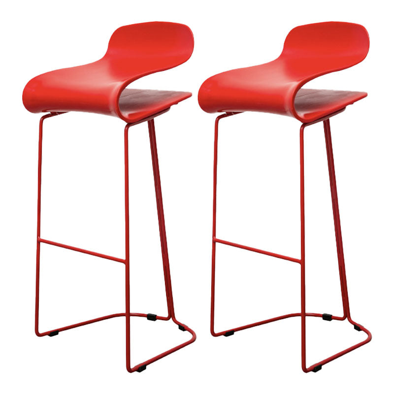 Nordic Stainless Steel Barstool Simple Indoor Tall Stool with Plastic Seat Red 2 Piece Set Bar Stool(30"H) Clearhalo 'Bar Furniture' 'Bar Stools' 'bar_stools' 'furn' 'furn_bar_stools' 'furniture_bar_stools' 'Kitchen & Dining Furniture' 'kitchen&dining_furn' 'kitchen' 'kitchen_furn' Furniture' 4611912