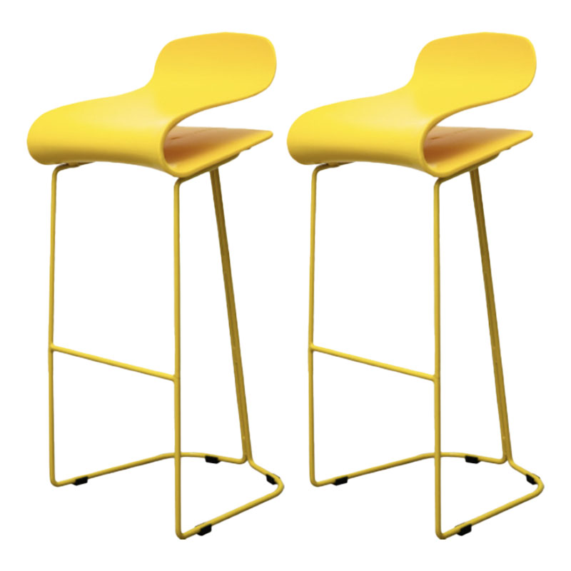 Nordic Stainless Steel Barstool Simple Indoor Tall Stool with Plastic Seat Yellow 2 Piece Set Bar Stool(30"H) Clearhalo 'Bar Furniture' 'Bar Stools' 'bar_stools' 'furn' 'furn_bar_stools' 'furniture_bar_stools' 'Kitchen & Dining Furniture' 'kitchen&dining_furn' 'kitchen' 'kitchen_furn' Furniture' 4611913