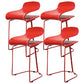 Nordic Stainless Steel Barstool Simple Indoor Tall Stool with Plastic Seat Red 4 Piece Set Short Stool(20"H) Clearhalo 'Bar Furniture' 'Bar Stools' 'bar_stools' 'furn' 'furn_bar_stools' 'furniture_bar_stools' 'Kitchen & Dining Furniture' 'kitchen&dining_furn' 'kitchen' 'kitchen_furn' Furniture' 4611917