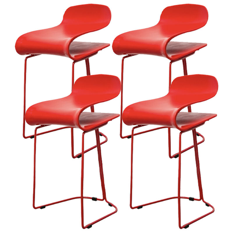 Nordic Stainless Steel Barstool Simple Indoor Tall Stool with Plastic Seat Red 4 Piece Set Short Stool(20"H) Clearhalo 'Bar Furniture' 'Bar Stools' 'bar_stools' 'furn' 'furn_bar_stools' 'furniture_bar_stools' 'Kitchen & Dining Furniture' 'kitchen&dining_furn' 'kitchen' 'kitchen_furn' Furniture' 4611917