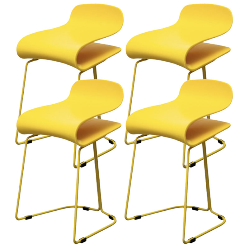 Nordic Stainless Steel Barstool Simple Indoor Tall Stool with Plastic Seat Yellow 4 Piece Set Short Stool(20"H) Clearhalo 'Bar Furniture' 'Bar Stools' 'bar_stools' 'furn' 'furn_bar_stools' 'furniture_bar_stools' 'Kitchen & Dining Furniture' 'kitchen&dining_furn' 'kitchen' 'kitchen_furn' Furniture' 4611918