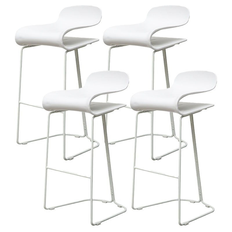 Nordic Stainless Steel Barstool Simple Indoor Tall Stool with Plastic Seat White 4 Piece Set Counter Stool(26"H) Clearhalo 'Bar Furniture' 'Bar Stools' 'bar_stools' 'furn' 'furn_bar_stools' 'furniture_bar_stools' 'Kitchen & Dining Furniture' 'kitchen&dining_furn' 'kitchen' 'kitchen_furn' Furniture' 4611920