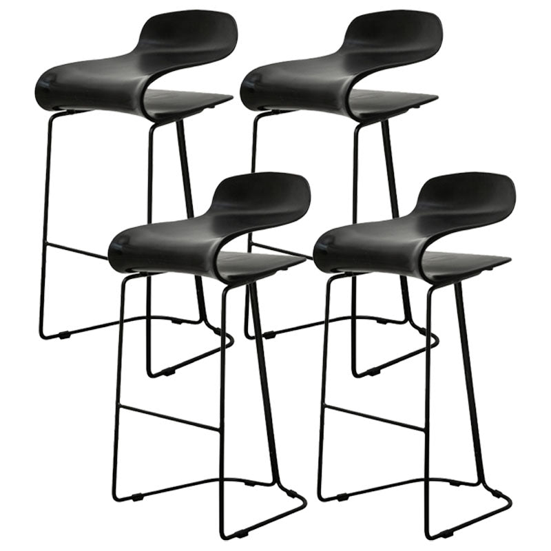 Nordic Stainless Steel Barstool Simple Indoor Tall Stool with Plastic Seat Black 4 Piece Set Counter Stool(26"H) Clearhalo 'Bar Furniture' 'Bar Stools' 'bar_stools' 'furn' 'furn_bar_stools' 'furniture_bar_stools' 'Kitchen & Dining Furniture' 'kitchen&dining_furn' 'kitchen' 'kitchen_furn' Furniture' 4611921