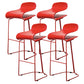 Nordic Stainless Steel Barstool Simple Indoor Tall Stool with Plastic Seat Red 4 Piece Set Counter Stool(26"H) Clearhalo 'Bar Furniture' 'Bar Stools' 'bar_stools' 'furn' 'furn_bar_stools' 'furniture_bar_stools' 'Kitchen & Dining Furniture' 'kitchen&dining_furn' 'kitchen' 'kitchen_furn' Furniture' 4611922