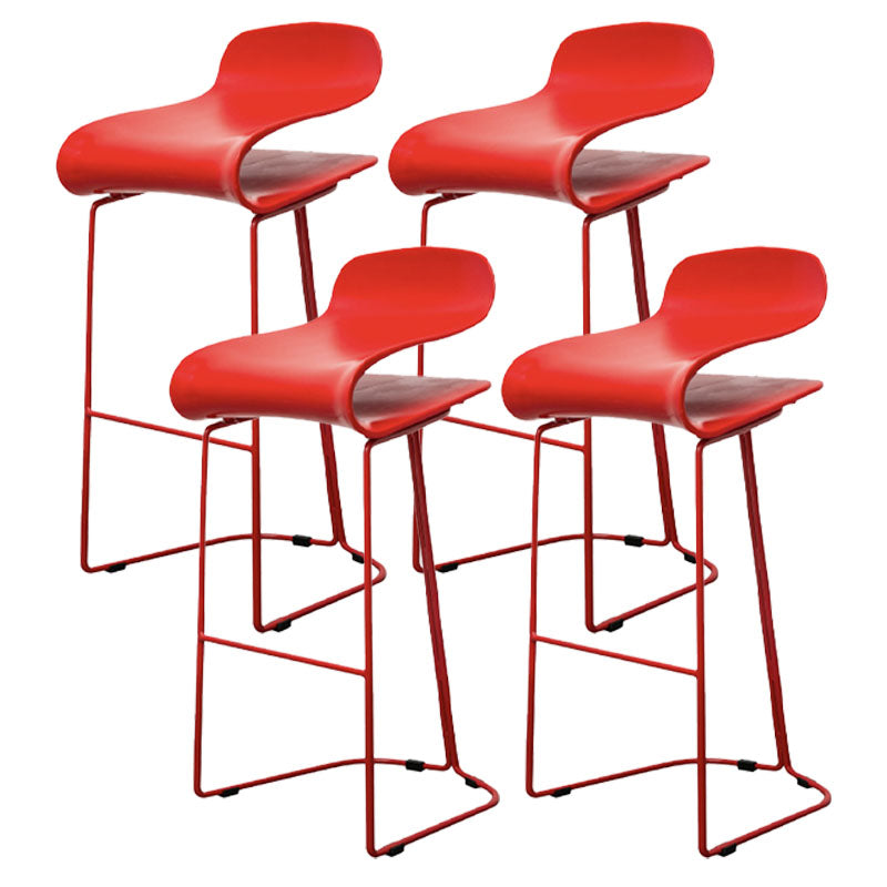 Nordic Stainless Steel Barstool Simple Indoor Tall Stool with Plastic Seat Red 4 Piece Set Counter Stool(26"H) Clearhalo 'Bar Furniture' 'Bar Stools' 'bar_stools' 'furn' 'furn_bar_stools' 'furniture_bar_stools' 'Kitchen & Dining Furniture' 'kitchen&dining_furn' 'kitchen' 'kitchen_furn' Furniture' 4611922