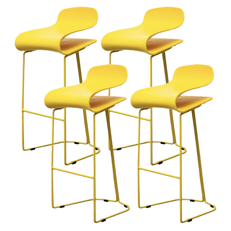 Nordic Stainless Steel Barstool Simple Indoor Tall Stool with Plastic Seat Yellow 4 Piece Set Counter Stool(26"H) Clearhalo 'Bar Furniture' 'Bar Stools' 'bar_stools' 'furn' 'furn_bar_stools' 'furniture_bar_stools' 'Kitchen & Dining Furniture' 'kitchen&dining_furn' 'kitchen' 'kitchen_furn' Furniture' 4611923