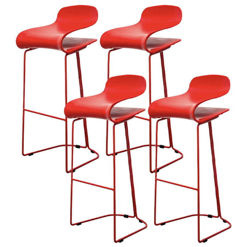 Nordic Stainless Steel Barstool Simple Indoor Tall Stool with Plastic Seat Red 4 Piece Set Bar Stool(30"H) Clearhalo 'Bar Furniture' 'Bar Stools' 'bar_stools' 'furn' 'furn_bar_stools' 'furniture_bar_stools' 'Kitchen & Dining Furniture' 'kitchen&dining_furn' 'kitchen' 'kitchen_furn' Furniture' 4611927