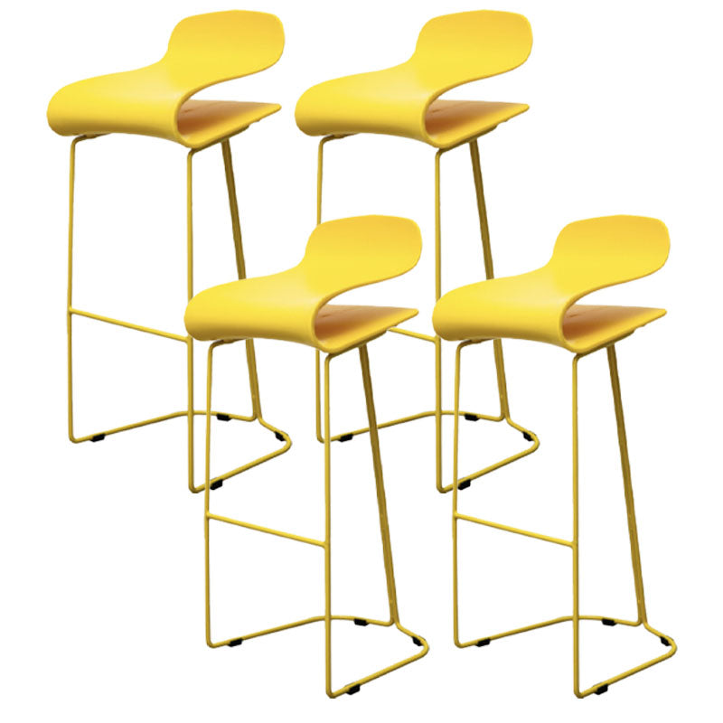 Nordic Stainless Steel Barstool Simple Indoor Tall Stool with Plastic Seat Yellow 4 Piece Set Bar Stool(30"H) Clearhalo 'Bar Furniture' 'Bar Stools' 'bar_stools' 'furn' 'furn_bar_stools' 'furniture_bar_stools' 'Kitchen & Dining Furniture' 'kitchen&dining_furn' 'kitchen' 'kitchen_furn' Furniture' 4611928