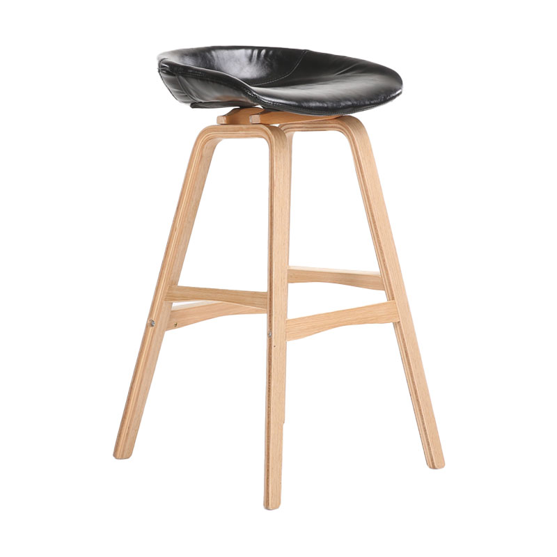 Nordic Wood Low Back Barstool Simple Indoor Tall Stool with Bucket Seat Textured Black 1 Piece Clearhalo 'Bar Furniture' 'Bar Stools' 'bar_stools' 'furn' 'furn_bar_stools' 'furniture_bar_stools' 'Kitchen & Dining Furniture' 'kitchen&dining_furn' 'kitchen' 'kitchen_furn' Furniture' 4611934
