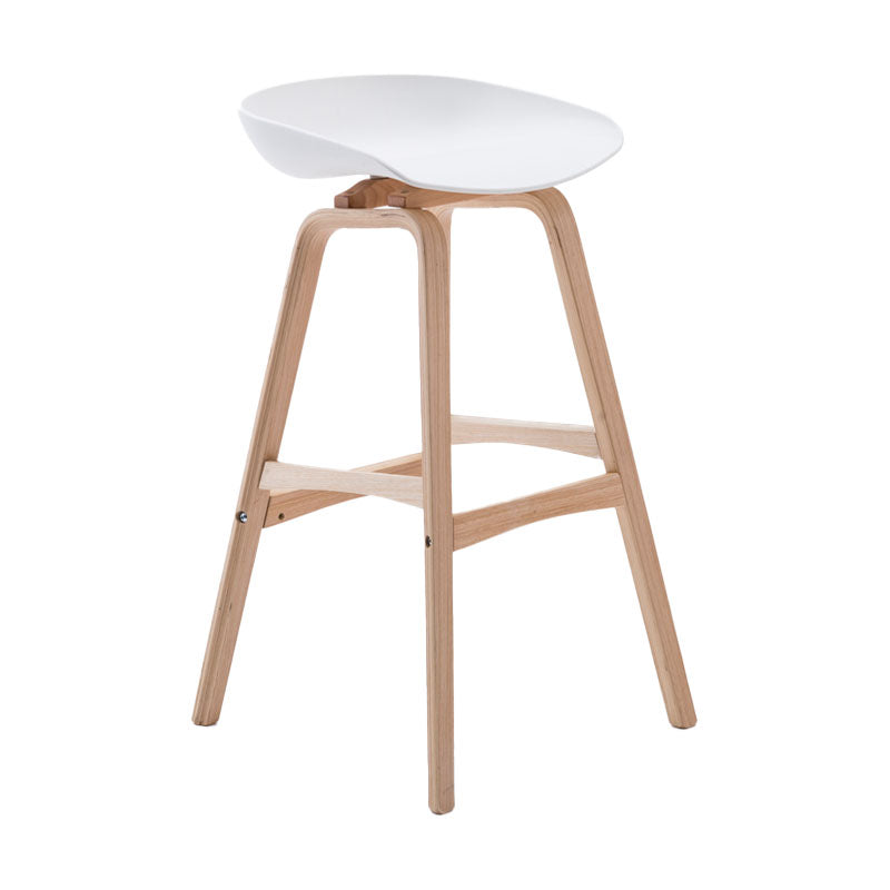 Nordic Wood Low Back Barstool Simple Indoor Tall Stool with Bucket Seat White 1 Piece Clearhalo 'Bar Furniture' 'Bar Stools' 'bar_stools' 'furn' 'furn_bar_stools' 'furniture_bar_stools' 'Kitchen & Dining Furniture' 'kitchen&dining_furn' 'kitchen' 'kitchen_furn' Furniture' 4611936