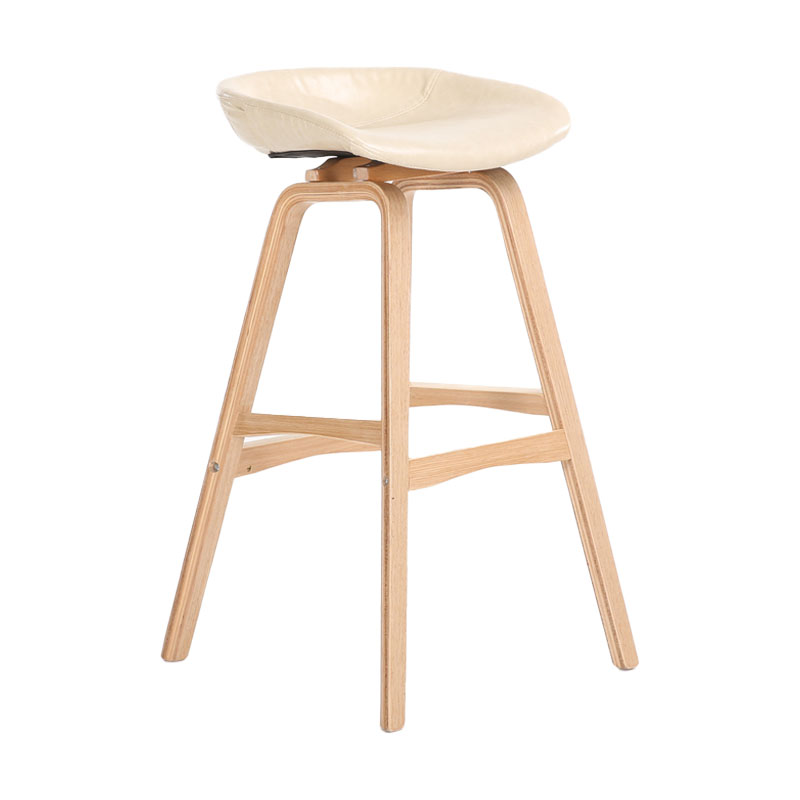 Nordic Wood Low Back Barstool Simple Indoor Tall Stool with Bucket Seat Off-White 1 Piece Clearhalo 'Bar Furniture' 'Bar Stools' 'bar_stools' 'furn' 'furn_bar_stools' 'furniture_bar_stools' 'Kitchen & Dining Furniture' 'kitchen&dining_furn' 'kitchen' 'kitchen_furn' Furniture' 4611939