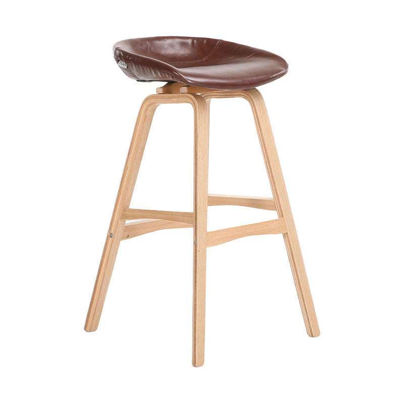 Nordic Wood Low Back Barstool Simple Indoor Tall Stool with Bucket Seat Brown 1 Piece Clearhalo 'Bar Furniture' 'Bar Stools' 'bar_stools' 'furn' 'furn_bar_stools' 'furniture_bar_stools' 'Kitchen & Dining Furniture' 'kitchen&dining_furn' 'kitchen' 'kitchen_furn' Furniture' 4611942