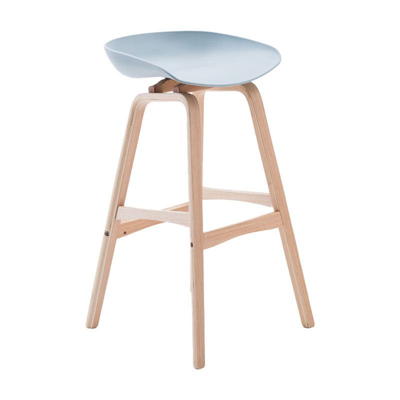 Nordic Wood Low Back Barstool Simple Indoor Tall Stool with Bucket Seat Pewter 1 Piece Clearhalo 'Bar Furniture' 'Bar Stools' 'bar_stools' 'furn' 'furn_bar_stools' 'furniture_bar_stools' 'Kitchen & Dining Furniture' 'kitchen&dining_furn' 'kitchen' 'kitchen_furn' Furniture' 4611943