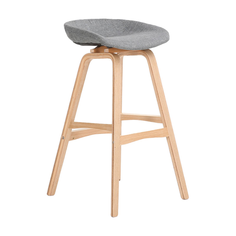 Nordic Wood Low Back Barstool Simple Indoor Tall Stool with Bucket Seat Grey 1 Piece Clearhalo 'Bar Furniture' 'Bar Stools' 'bar_stools' 'furn' 'furn_bar_stools' 'furniture_bar_stools' 'Kitchen & Dining Furniture' 'kitchen&dining_furn' 'kitchen' 'kitchen_furn' Furniture' 4611946